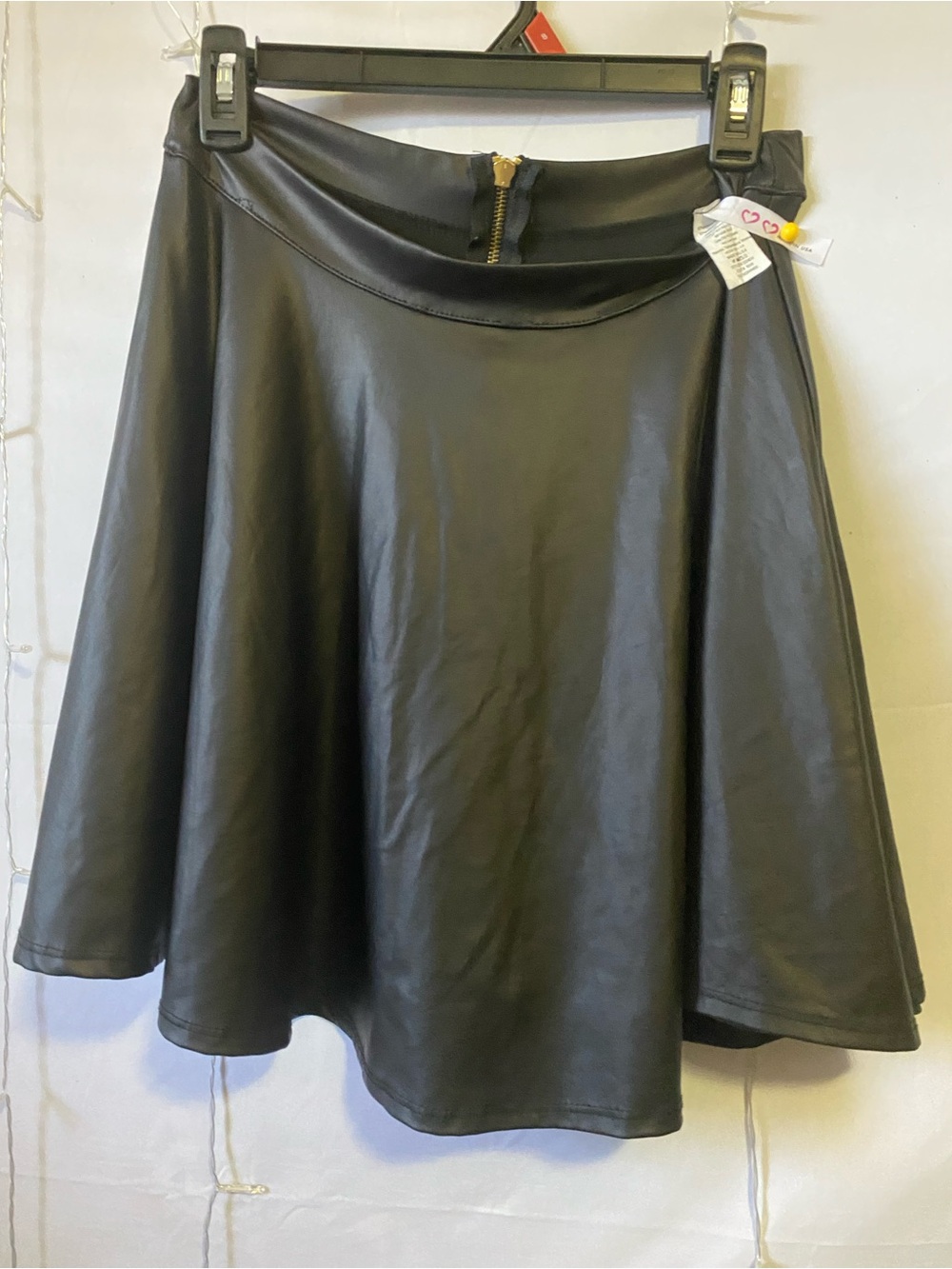 Black Faux Leather A-Line Skirt